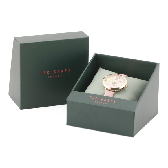 Ted Baker Ammy Gold & Pink Leather Strap Watch – NIB